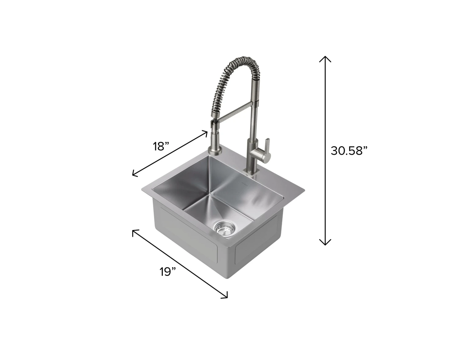 NewAge Products 19 In. Overmount Single Bowl Stainless Steel Sink With Coiled Pull Down Faucet Shop Kitchen Sets 2 NewAge Products 19 In. Overmount Single Bowl Stainless Steel Sink With Coiled Pull Down Faucet Shop Kitchen Sets