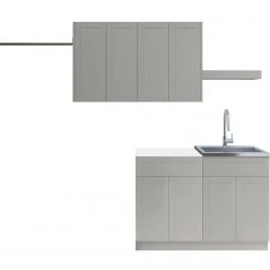 NewAge Products Home Laundry Room 7 Piece Cabinet Set With Single Drawer Cabinet, Sink, Faucet And Shelf Laundry Room Cabinets