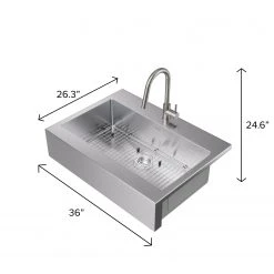 NewAge Products 36 In. Farmhouse Sink With Classic Pull Down Faucet