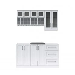 NewAge Products Home Wet Bar 7 Piece Cabinet Set - 21 Inch Home Bar Cabinets