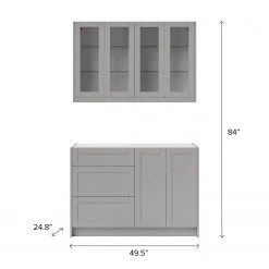 NewAge Products Home Bar Cabinets Home Bar 4 Piece Cabinet Set With Glass Door And Drawer Cabinet - 24 Inch