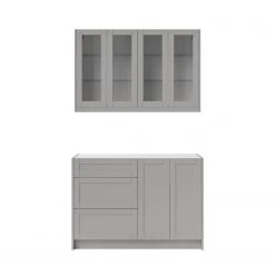 NewAge Products Home Bar Cabinets Home Bar 4 Piece Cabinet Set With Glass Door And Drawer Cabinet - 24 Inch