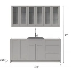 NewAge Products Home Wet Bar 8 Piece Cabinet Set With 24 In. Sink And Faucet - 24 Inch Home Bar Cabinets