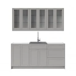 NewAge Products Home Wet Bar 8 Piece Cabinet Set With 24 In. Sink And Faucet - 24 Inch Home Bar Cabinets