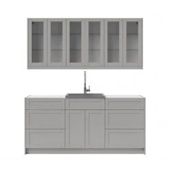 NewAge Products Home Bar Cabinets Home Wet Bar 8 Piece Cabinet Set With Drawer, 24 In. Sink And Faucet - 24 Inch 52 NewAge Products Home Bar Cabinets Home Wet Bar 8 Piece Cabinet Set With Drawer, 24 In. Sink And Faucet - 24 Inch