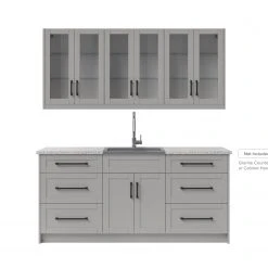 NewAge Products Home Bar Cabinets Home Wet Bar 8 Piece Cabinet Set With Drawer, 24 In. Sink And Faucet - 24 Inch 51 NewAge Products Home Bar Cabinets Home Wet Bar 8 Piece Cabinet Set With Drawer, 24 In. Sink And Faucet - 24 Inch