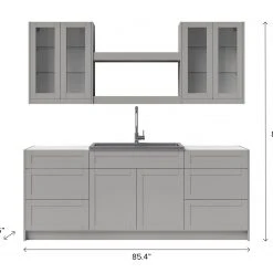 NewAge Products Home Bar Cabinets Home Wet Bar 9 Piece Cabinet Set With Drawers, Shelves, 36 In. Sink And Faucet - 24 Inch