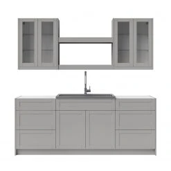 NewAge Products Home Bar Cabinets Home Wet Bar 9 Piece Cabinet Set With Drawers, Shelves, 36 In. Sink And Faucet - 24 Inch