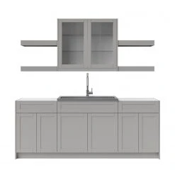 NewAge Products Home Wet Bar 10 Piece Cabinet Set With Shelves, 36 In. Sink And Faucet - 24 Inch Home Bar Cabinets