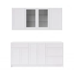 NewAge Products Home Bar 6 Piece Cabinet Set With Glass Door And Drawer Cabinet - 24 Inch Home Bar Cabinets