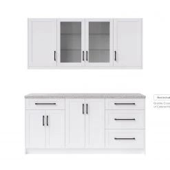 NewAge Products Home Bar 6 Piece Cabinet Set With Glass Door And Drawer Cabinet - 24 Inch Home Bar Cabinets