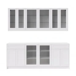 NewAge Products Home Bar 6 Piece Cabinet Set With Glass Door And Single Drawer Cabinets - 24 Inch