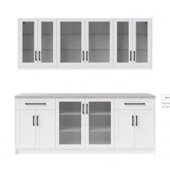 NewAge Products Home Bar 6 Piece Cabinet Set With Glass Door And Single Drawer Cabinets - 24 Inch