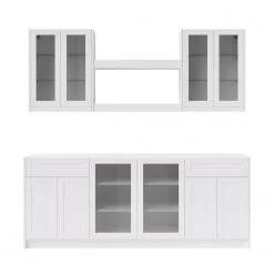 NewAge Products Home Bar 7 Piece Cabinet Set With Glass Door And Centered Shelves - 24 Inch Home Bar Cabinets