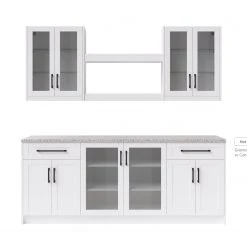 NewAge Products Home Bar 7 Piece Cabinet Set With Glass Door And Centered Shelves - 24 Inch Home Bar Cabinets