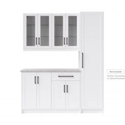 NewAge Products Home Bar 5 Piece Cabinet Set With Glass Door, Drawer And Pantry Cabinet - 24 Inch