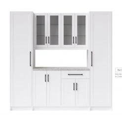 NewAge Products Home Bar 6 Piece Cabinet Set With Glass Door, Drawer And Pantry Cabinets - 24 Inch Home Bar Cabinets