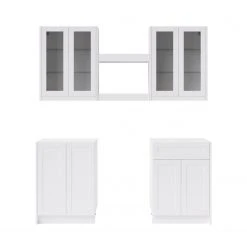 NewAge Products Home Bar 6 Piece Cabinet Set With Glass Door And Shelves - 24 Inch Home Bar Cabinets