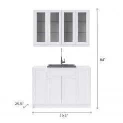 NewAge Products Home Wet Bar 7 Piece Cabinet Set With Glass Door, 24 In. Sink And Faucet - 24 Inch