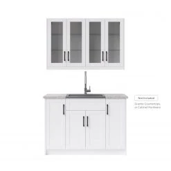 NewAge Products Home Wet Bar 7 Piece Cabinet Set With Glass Door, 24 In. Sink And Faucet - 24 Inch