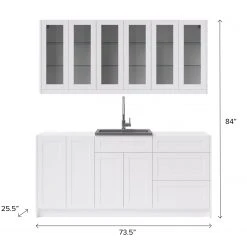 NewAge Products Home Wet Bar 8 Piece Cabinet Set With 24 In. Sink And Faucet - 24 Inch Home Bar Cabinets