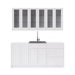 NewAge Products Home Wet Bar 8 Piece Cabinet Set With 24 In. Sink And Faucet - 24 Inch Home Bar Cabinets