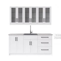NewAge Products Home Wet Bar 8 Piece Cabinet Set With 24 In. Sink And Faucet - 24 Inch Home Bar Cabinets