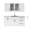 NewAge Products Home Wet Bar 8 Piece Cabinet Set With Glass Door, 24 In. Sink And Faucet - 24 Inch Home Bar Cabinets