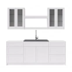 NewAge Products Home Bar Cabinets Home Wet Bar 9 Piece Cabinet Set With Drawers, Shelves, 36 In. Sink And Faucet - 24 Inch