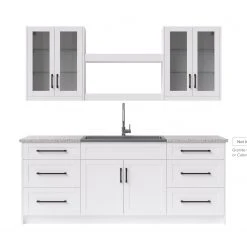 NewAge Products Home Bar Cabinets Home Wet Bar 9 Piece Cabinet Set With Drawers, Shelves, 36 In. Sink And Faucet - 24 Inch