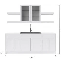 NewAge Products Home Wet Bar 10 Piece Cabinet Set With Shelves, 36 In. Sink And Faucet - 24 Inch Home Bar Cabinets