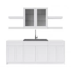 NewAge Products Home Wet Bar 10 Piece Cabinet Set With Shelves, 36 In. Sink And Faucet - 24 Inch Home Bar Cabinets