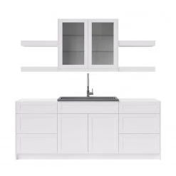 NewAge Products Home Wet Bar 10 Piece Cabinet Set With Drawers, Shelves, 36 In. Sink And Faucet - 24 Inch Home Bar Cabinets