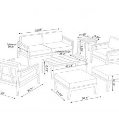 NewAge Products Patio Furniture Lakeside 6 Seater Chat Set With Coffee Table And Side Table