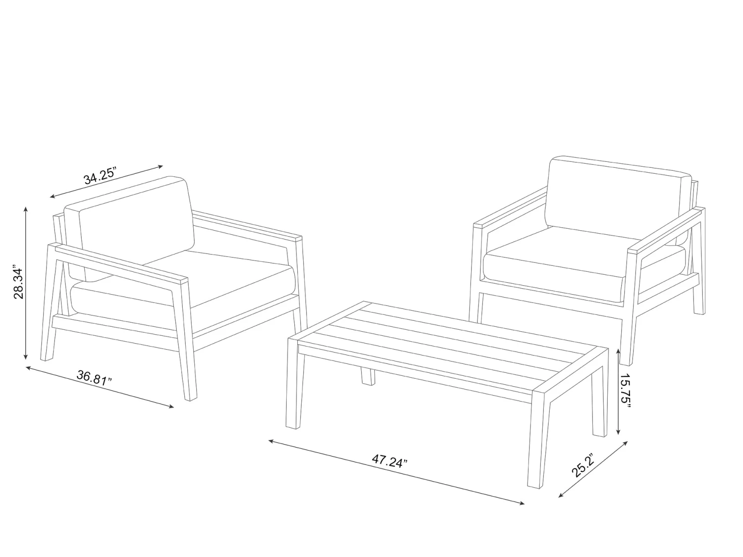 NewAge Products Patio Furniture Lakeside 3 Piece Set With Coffee Table 11 NewAge Products Patio Furniture Lakeside 3 Piece Set With Coffee Table