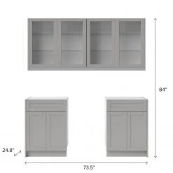 NewAge Products Home Bar Cabinets Home Bar 4 Piece Cabinet Set With Glass Door And Single Drawer Cabinets - 24 Inch