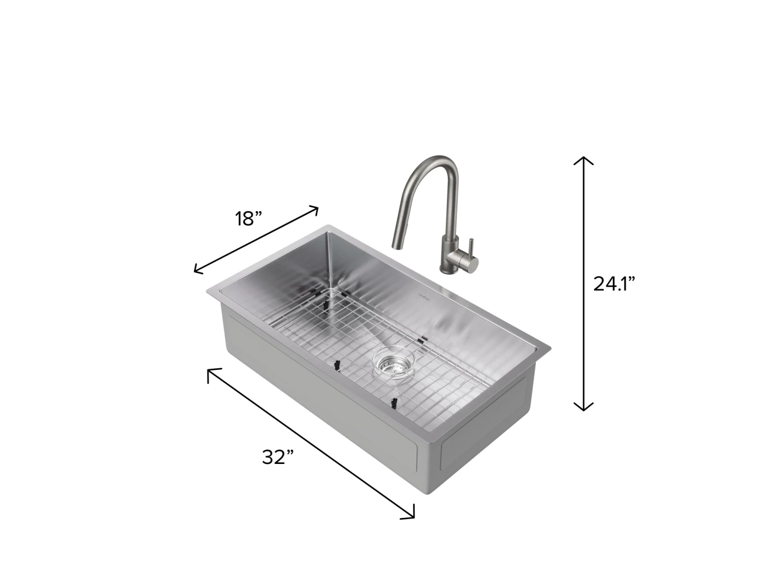 NewAge Products Shop Kitchen Sets 32 In. Undermount Single Bowl Stainless Steel Sink With Classic Pull Down Faucet 2 NewAge Products Shop Kitchen Sets 32 In. Undermount Single Bowl Stainless Steel Sink With Classic Pull Down Faucet
