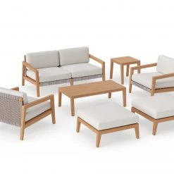 NewAge Products Patio Furniture Lakeside 6 Seater Chat Set With Coffee Table And Side Table