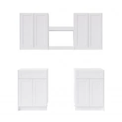 NewAge Products Home Bar 6 Piece Cabinet Set With Single Drawer Cabinets And Shelves - 24 Inch