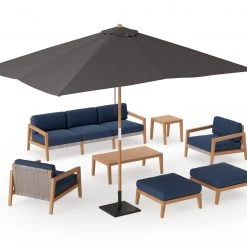 NewAge Products Sofas & Sectionals Lakeside 8 Piece Chat Set With 3-Seater Sofa And Umbrella