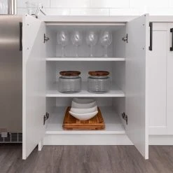 NewAge Products Home Bar Cabinets Home Bar 4 Piece Cabinet Set With Glass Door And Single Drawer Cabinets - 24 Inch