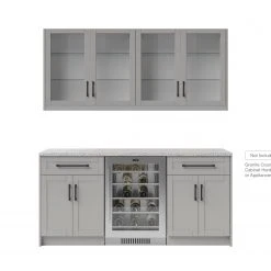 NewAge Products Home Bar Cabinets Home Bar 4 Piece Cabinet Set With Glass Door And Single Drawer Cabinets - 24 Inch