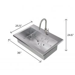 NewAge Products 36 In. Standard Sink With Classic Pull Down Faucet Shop Kitchen Sets