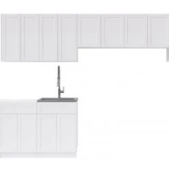 NewAge Products Laundry Room Cabinets Home Laundry Room 8 Piece Cabinet Set With Single Drawer Cabinet, Sink And Faucet