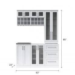NewAge Products Home Wet Bar 7 Piece Cabinet Set - 21 Inch Home Bar Cabinets