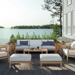 NewAge Products Patio Furniture Lakeside 6 Seater Chat Set With Coffee Table And Side Table