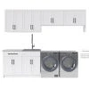 NewAge Products Laundry Room Cabinets Home Laundry Room 8 Piece Cabinet Set With Single Drawer Cabinet, Sink And Faucet