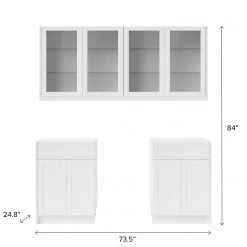 NewAge Products Home Bar Cabinets Home Bar 4 Piece Cabinet Set With Glass Door And Single Drawer Cabinets - 24 Inch