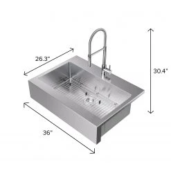 NewAge Products Shop Kitchen Sets 36 In. Farmhouse Sink With Flex Pull Down Faucet
