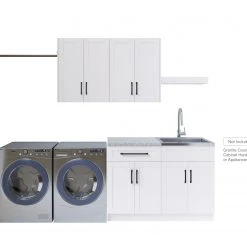 NewAge Products Home Laundry Room 7 Piece Cabinet Set With Single Drawer Cabinet, Sink, Faucet And Shelf Laundry Room Cabinets